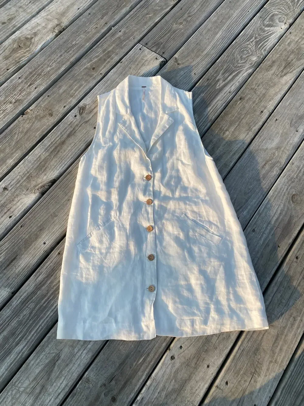 Free People 100% Linen Nue Mini Dress - Soft White - Size Small